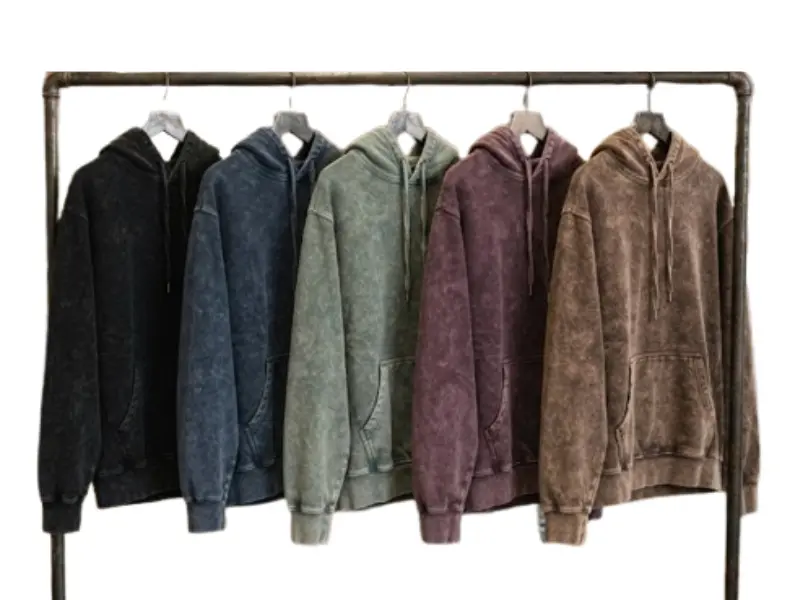 Acid wash hoodie program — garment-dyed heavyweight fleece hoodies