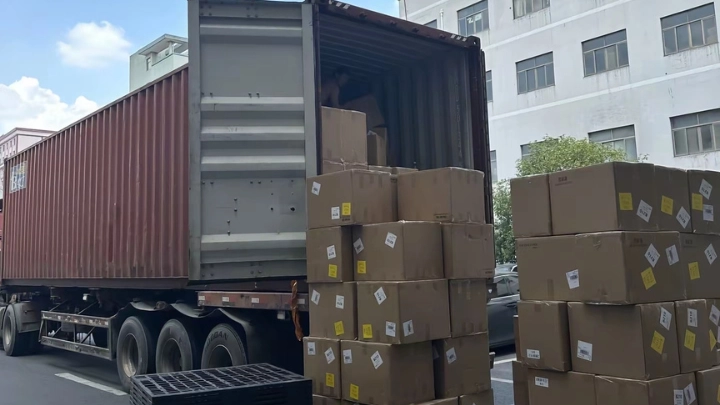 Shipping container being loaded for sea freight to the United States