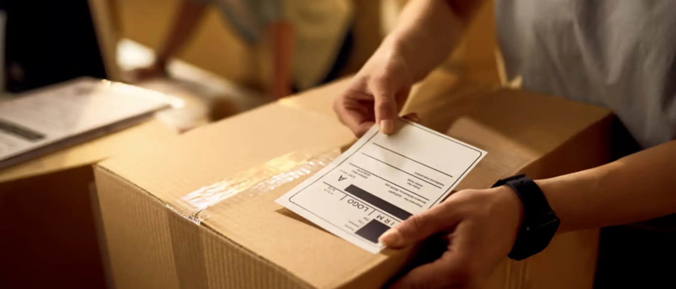 Export cartons being labeled for an Australia-bound shipment