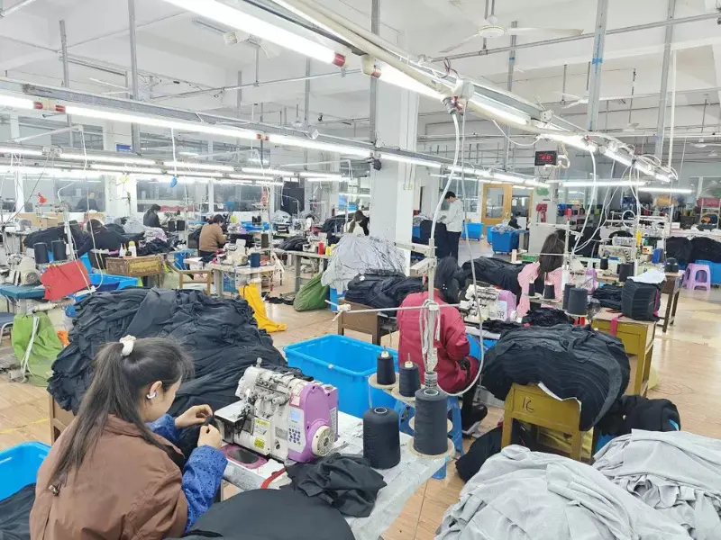 Main sewing lines at the garment factory