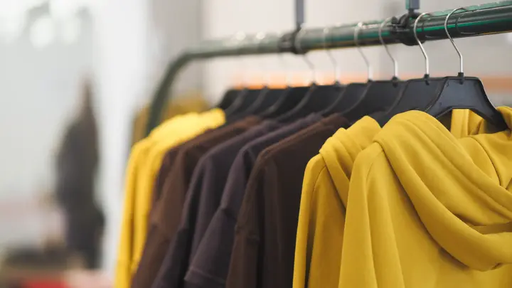 Approved sample hanging on the rack after quality check