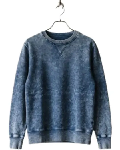 Snow wash crewneck sweatshirt in faded indigo