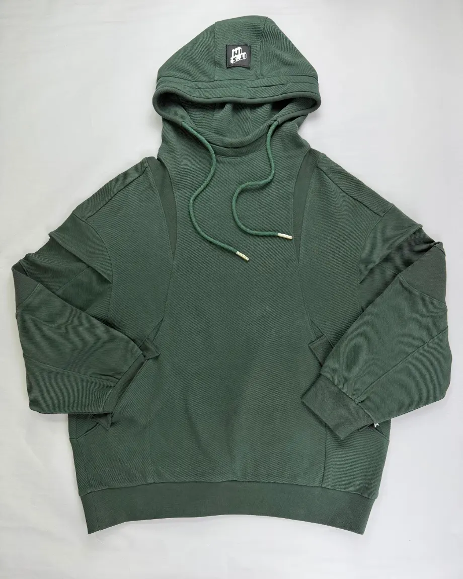 Close-up of a snow washed hoodie showing the soft, cloudy frosted texture