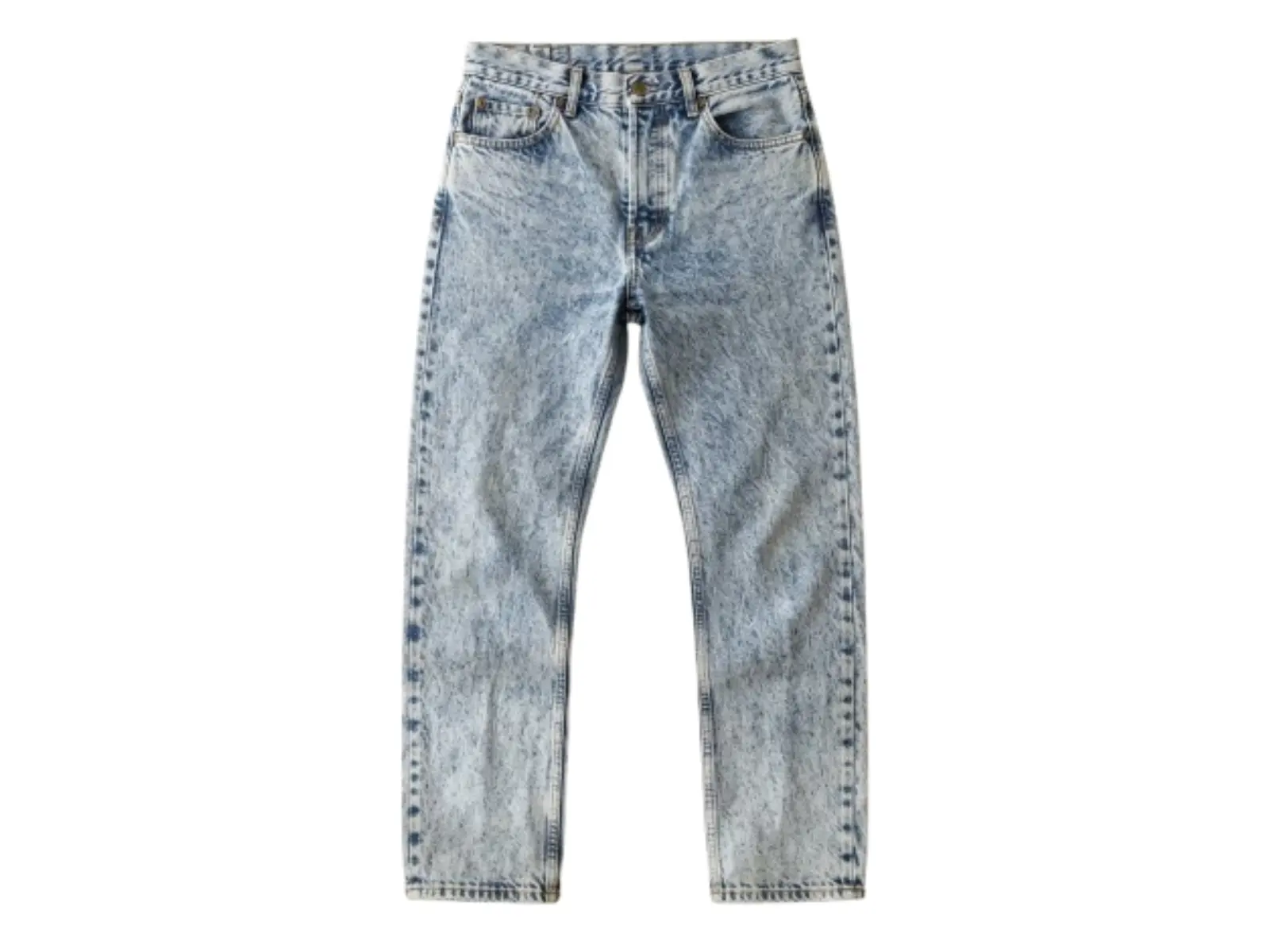 Acid-wash jeans with a marbled light-blue and indigo finish