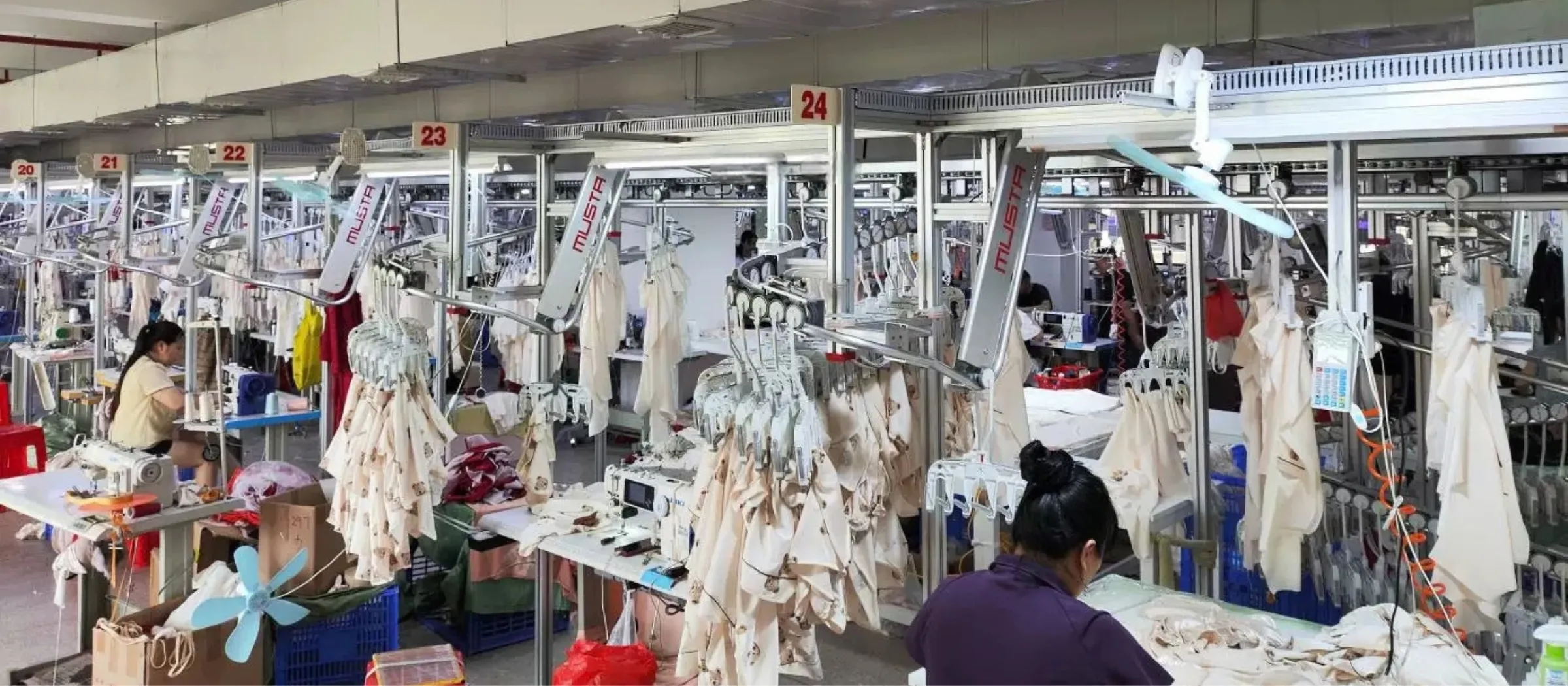 Streetwear garment production floor at FORGEMFG’s Dongguan factory