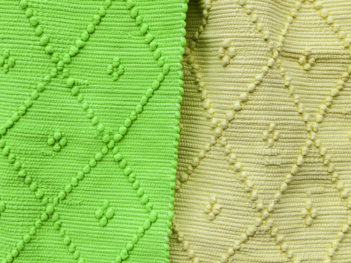 Side-by-side comparison of woven jacquard fabric and knitted jacquard fabric